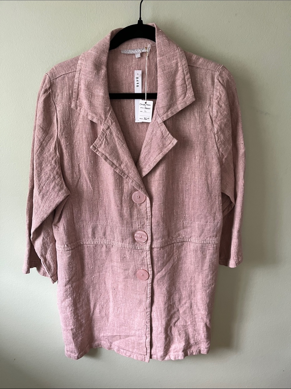 Christy Allen, Renoir Blush Pink Linen Jacket, NWT, size L